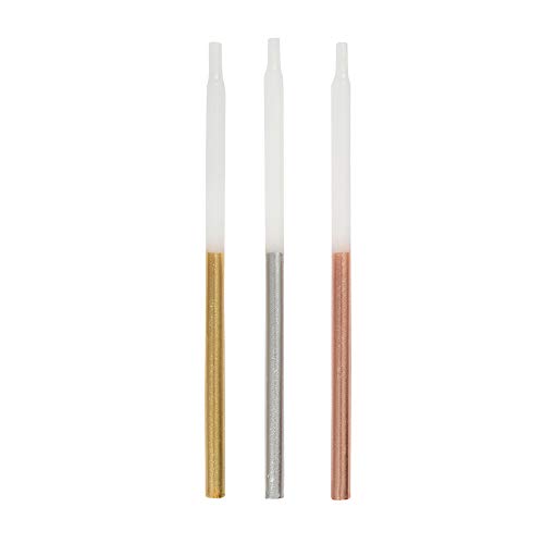 Eye-catching Metallic Dipped Birthday Candles - 5" (Pack of 12) -Vibrantly Assorted Colors for Unforgettable Celebration