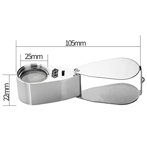 Beileshi 40X Illuminated Jeweler LED and UV Lens Loupe Magnifier with Metal Construction and Optical Glass with a Durable and Sturdy Travel Carrying Case