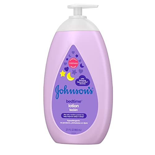 Johnson's Moisturizing Bedtime Baby Lotion with Coconut Oil & NaturalCalm Aromas to Help Relax Baby, Hypoallergenic & Free of Parabens, Phthalates & Dyes, Mild Baby Skin Care, 27.1 fl. oz