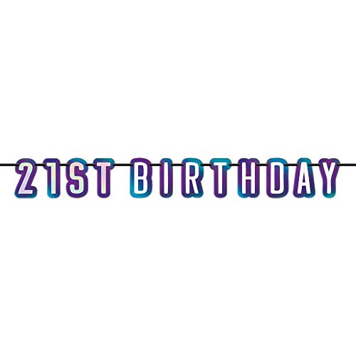 Finally 21 Iridescent Foil Letter Banner - 12' x 6.5" (Pack Of 1) - Perfect For 21st Birthday Party Decorations