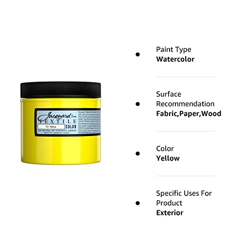 Jacquard Fabric Paint for Clothes - 8 Oz Textile Color - Yellow - Leaves Fabric Soft - Permanent and Colorfast - Professional Quality Paints Made in USA - Holds up Exceptionally Well to Washing