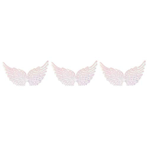 NUOBESTY 12pcs Iron on Patches Angel Wing Shape Embroidered Patches Applique DIY Craft Decoration Sew On Patches for Clothes Jeans Pink