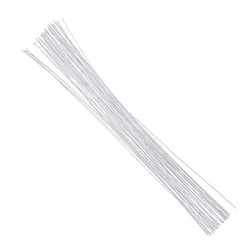 CCINEE 26 Gauge White Floral Wires 16 Inch Stem Wires for Florist Crafts Making 100 Pack