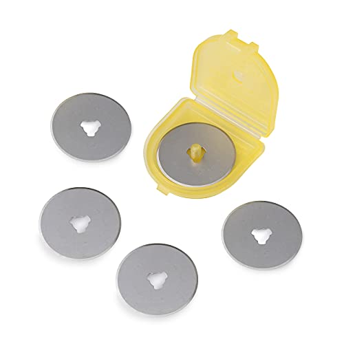 OLFA 28mm Rotary Cutter Replacement Blades, 5 Blades (RB28-5) - Tungsten Steel Circular Rotary Fabric Cutter Blade for Quilting, Sewing, Crafts, and Scrapbooking Fits Most 28mm Rotary Cutters
