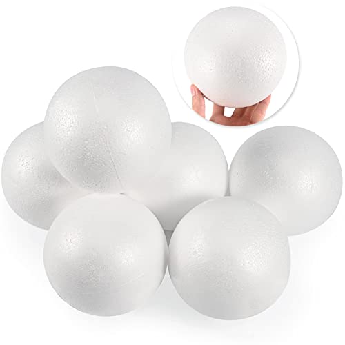 6 Inch Styrofoam Ball,6 Pack Polystyrene Foam Ball for Craft Making School Solar System Project Wedding Christmas Supply,White