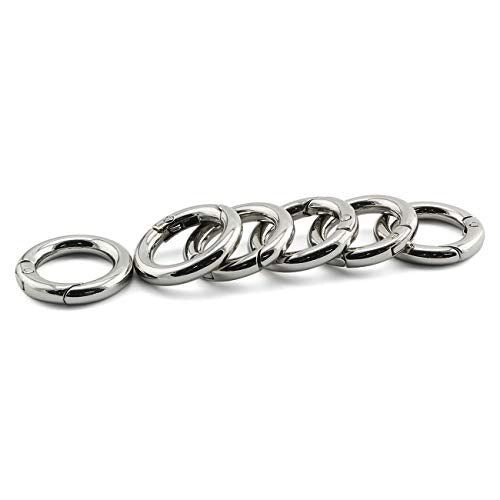 JCBIZ 6pcs Zinc Alloy Round Spring Snap Hooks Clip DIY Accessories for Handbag Purse Shoulder Strap Key Chains,20mm/0.78in Inner Diameter Circle Metal Key Ring Buckle(Silver)