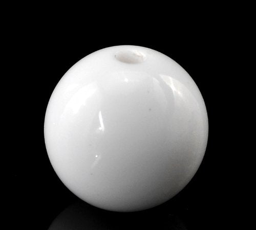200 Round White Acrylic Beads 14mm Diameter with 2.4mm Hole
