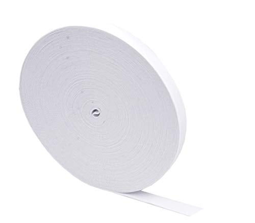 Mandala Crafts Knit Elastic Band for Sewing, Flat Stretch Strap Spool for Waistbands (White, 3/4 Inch 50 Yards)