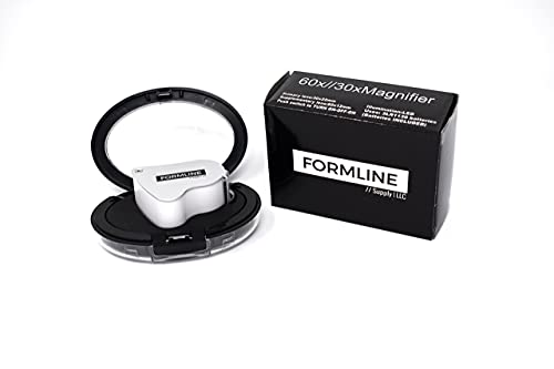 Formline LED Illuminated Jewelers Loupe / Trichome Scope (60x + 30x Lens) - Magnifier Made for Gardening, Jewelry, Antiques, Coins, Rocks, Stamps, Hobbies, Watches, Photos and Science (White/Silver)
