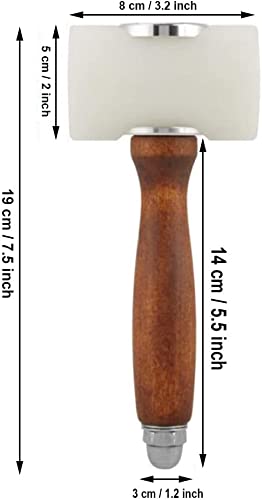 Leather Nylon Carving Hammer Leathercraft Mallet with Wooden Handle for DIY Stamping Sew Club Cowhide Tool - T Head