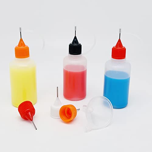 12 Pcs Precision Tip Applicator Bottles, MYYZMY 1 Ounce Translucent Glue Bottles, with 2 Mini Funnel, Multicolor Lids