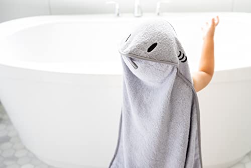Ubbi Baby Hooded Bath Towel, Ultra Soft and Absorbent French Terry Cotton, Perfect Baby and Toddler Gift, Gray Stingray