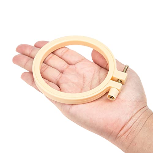 Gigules 12 Pcs Embroidery Hoops 3.4 Inch Between 3 Inch and 4 Inch Plastic Circle Cross Stitch Hoop Ring for Home Ornaments Art Craft Handy Sewing