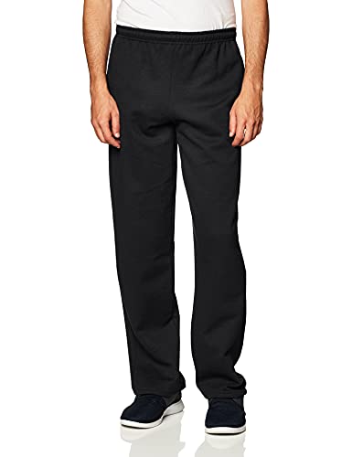 Gildan Adult Fleece Open Bottom Sweatpants with Pockets, Style G18300, Black, Large