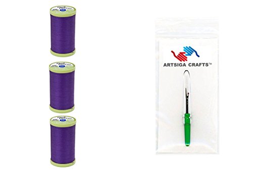 Coats & Clark Sewing Thread Dual Duty Plus Hand Quilting Cotton Thread 325 Yards (3-Pack) Deep Violet Bundle with 1 Artsiga Crafts Seam Ripper S960-3660-3P