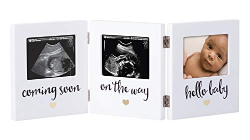 Pearhead Triple Sonogram Keepsake Photo Frame, Baby Keepsake Picture Frame, Gender-Neutral Baby Nursery Décor, Baby's First Christmas Gifts, Baby Gift Ideas, Holiday Stocking Stuffer, White