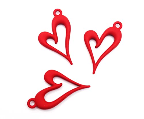 KARMELLING Alloy 10PC Valentine's Day Charms Heart Red Painted Pendants for DIY Necklace Bracelet Jewelry Making Accessories, 24mm x15mm(1'' x 5/8''), 17#. 10pc Red Heart