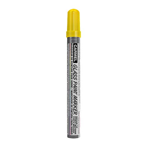 Carmel Glass Paint Marker Medium Tip (Yellow), Removable Window Marker, Washable Windshield Marker for Auto Body Shops, Car Dealers and Window Artists, Wet/Damp Erase Water-Based Paint