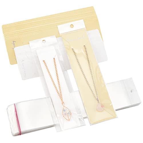 PH PandaHall 60pcs Jewelry Display Card 2 Style Necklace Display Card Long Necklace Cards Jewelry Holder Cards with 60pcs Self-Seal Bags for Selling Small Business Necklace Jewelry Display