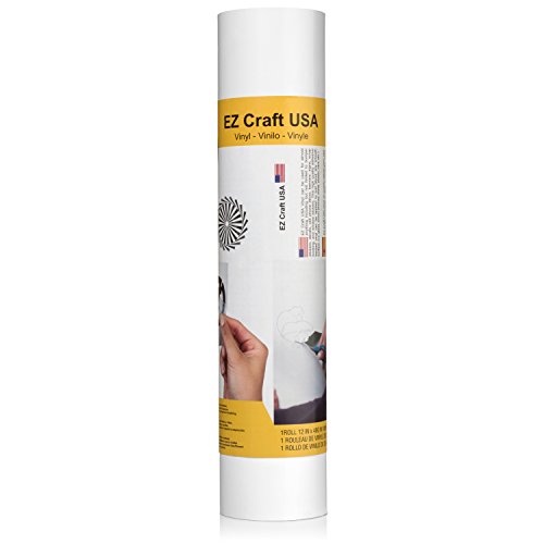 EZ Craft USA Glossy White Adhesive Vinyl Roll – Huge Glossy Adhesive Permanent White Vinyl Rolls – 12”x40FT White Vinyl Sheets are The Best Vynil White Vinyl Wrap Works with Cricut and Other Cutters