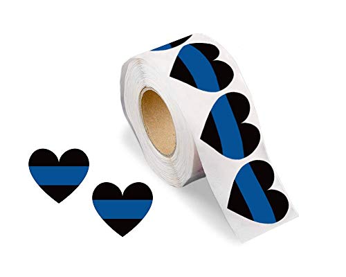Fundraising For A Cause | Blue Line Heart Stickers - Police Support Stickers for Car Bumpers, Office Doors, Cell Phones and More (250 Stickers)