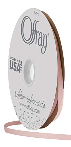 Offray 1/4" Wide Double Face Satin Ribbon, 100 Yards, Pink Blush