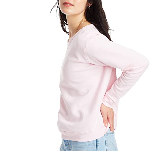 Hanes Women's EcoSmart Crewneck Sweatshirt, Pale Pink, L