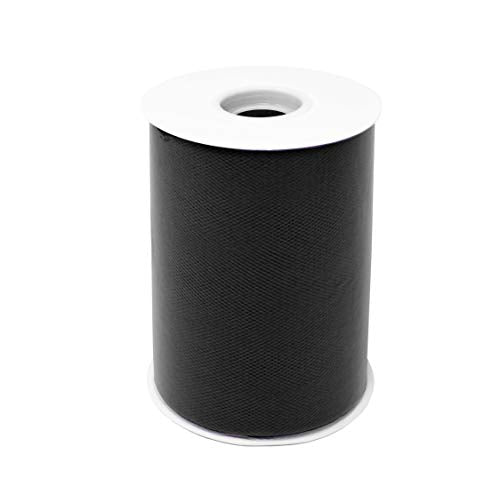 6" by 100 Yards (300 ft) Fabric Tulle Spool for Wedding and Decoration. Value Pack. (Black)