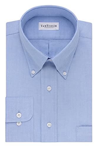 Van Heusen Men's Long-Sleeve Oxford Dress Shirt, Blue, 15" Neck 30"-31" Sleeve
