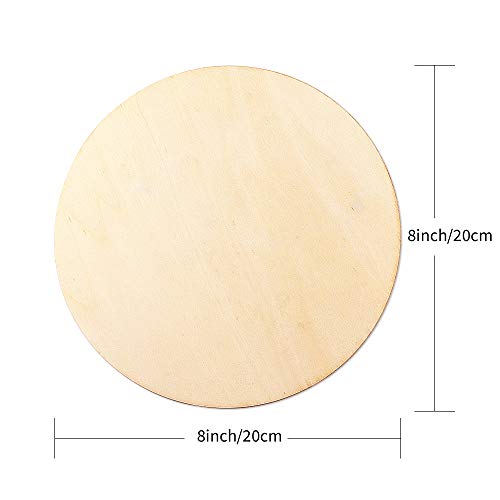 Newbested 10 Pack 8 Inch Unfinished Natural Wood Round Circle for DIY Crafts,Pyrography,Painting,Engraving,Home Decoration