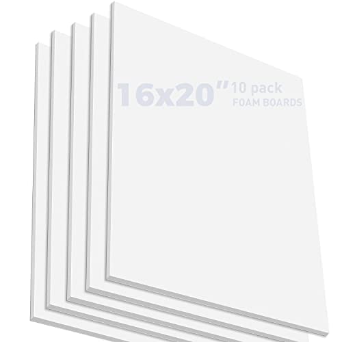 Golden State Art, Pack of 10, 1/8" Thick, 16x20 White Foam Boards(16x20, White)