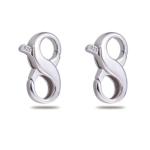 KINBOM 2pcs Lobster Clasp, Jewelry Clasp Double Opening Lobster Clasp Necklace Shortener 925 Sterling Silver Jewelry Making Supplies Clasp Repair Kit (0.49x0.24inch)
