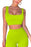 QINSEN Workout Sets for Women 2 Piece Seamless Ribbed Crop Tank High Waist Shorts Yoga Outfits (S, Lemon Green)