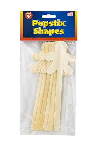 Hygloss Natural Wood Popsicle Sticks - Craft Stick - Great for Arts and Crafts - People Shape - 6.25 Inches High - 6 Pcs