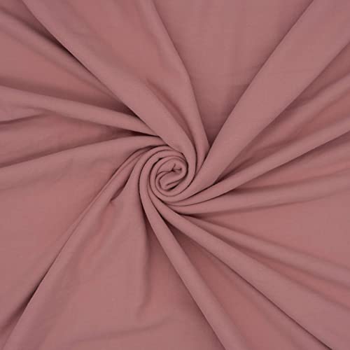 MADEUNID 2 Yards Pre-cut Solid Color Double Brushed Jersey Fabric, 4-way Stretch Poly Spandex Knit Fabric in 59" Wide for DIY Sewing, Medium Weight Apparel Textile Great for Sportswear, T-Shirt, Skirt, head scarf and Home Decorative. (APRICOT)