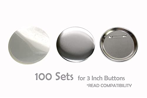 3 Inch Diameter 100 Pack Metal Round Buttons Parts - Metallic Badge Making Supplies