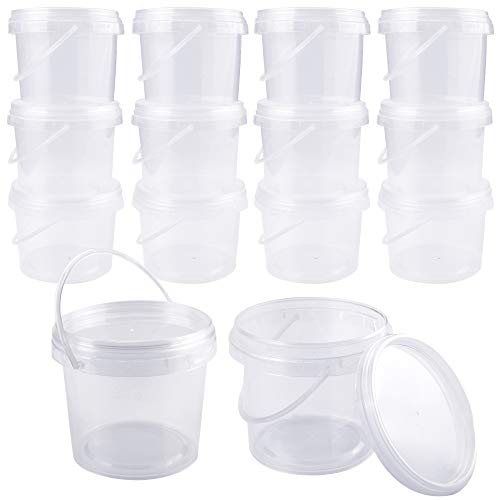 15 Pack 8 oz Slime Containers with Lids and Handles,Mini Toy Storage Case