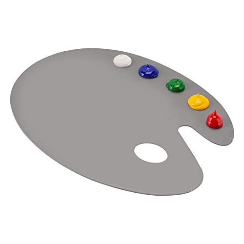 Soho Urban Artist Neutral Gray Artist Paint Palette - Oval Arm Easy Clean Up Palette for Acrylics, No Stains and Paint Peels Off Once Dried - 11.75" x 15.75"