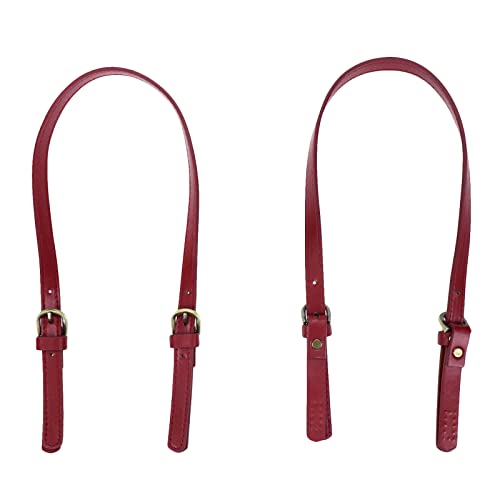 Semetall PU Leather Replacement Purse Straps 2 Pcs 65cm to 71cm Wine Red Replacement Purse Strap Leather Handles for Bags,Purse Strap Replacement