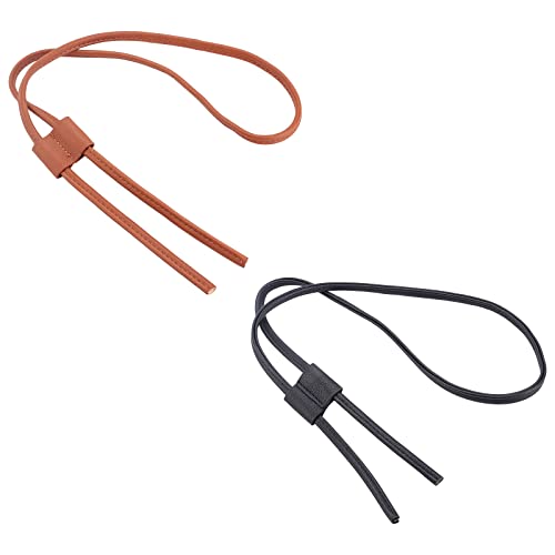 WADORN 2pcs 2 Colors PU Leather Drawstring for Bucket Bag 100cm Detachable Leather Pull String Slide String Keeper Purse Strap Adjust Drawstring Bunches Accessories for Satchel Shoulder Crossbody Bag