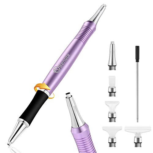 Benote Diamond Art Pen, Twist Drill Pen Diamond Art Tools with Square and Round Pen Tips Multi Replacement Pen Heads Wax, for Art DIY Craft Adults or Kids - B9 Purple