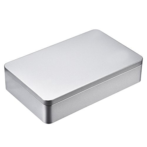 Hotop 8.5 by 5.3 by 1.9 Inch Silver Rectangular Empty Tin Box Containers, Gift, Jewelery and Storage Tin Kit, Home Organizer