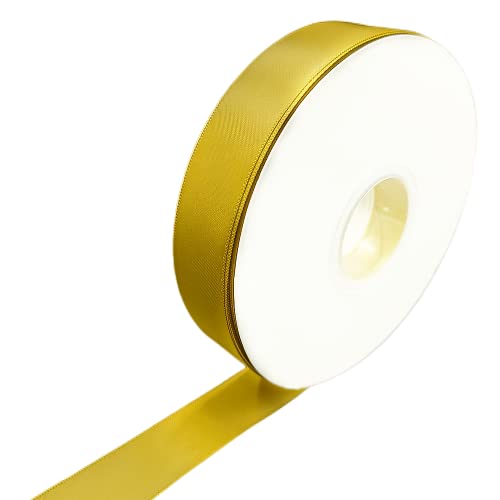 Abbaoww 1 Inch 50 Yards Gold Double Face Satin Ribbon for Gift Wrapping Bow Making Wedding Decor DIY Sewing Floral Crafts