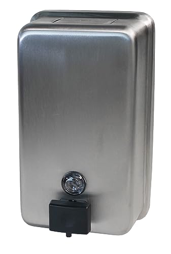 BOBRICK 2111 ClassicSeries Stainless Steel Surface-Mounted Soap Dispenser, Satin Finish, 40 fl. oz. Capacity, 8-1/8" Height, 4-3/4" Width