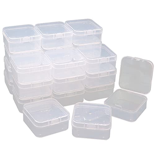 V-TOP 24 Pack Small Clear Plastic Storage Containers with Hinged Lids for Organizing, Mini Beads Storage Containers Box for Jewelry, Hardware, Game Pieces, Crafts,Tiny Beads and More Small Items