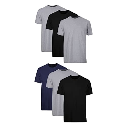 Hanes mens Tagless Cotton Crew Â– Multiple Packs and Colors Undershirt, 6 Pack - Black/Grey Assorted, Medium US