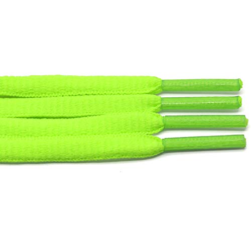 DELELE 2 Pair Oval Shoes laces Half Round 1/4" Athletic Shoelaces Shoe Strings Fluorescent Green-39.37"