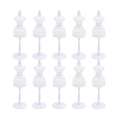 SUPVOX 10pcs Doll Dress Form Mini Mannequin Stand Dress Form Cloth Gown Clothing Clothes Gown Display Mini Mannequin Model Stand for Doll Display Holder Toy