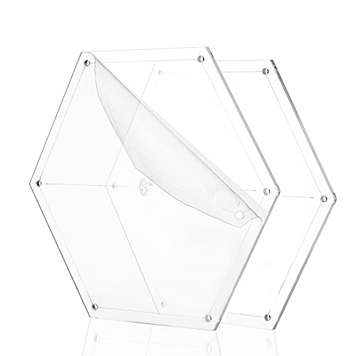 BENECREAT 5Pcs Hexagon Quilting Template Transparent Pressure Plate( Hole: 3mm) with 5 Mixed Size