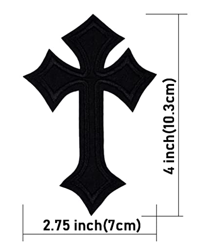 Zcketo 10 Pieces Religious Patch Gothic Punk Black Cross Embroidered Applique Iron on Sew On Clothing Embroidered Patches for Bag Jeans Jackets Cap T-Shirt DIY Clothes Craft(Black Cross)